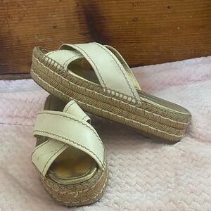 Prada Cream Espadrille Slides